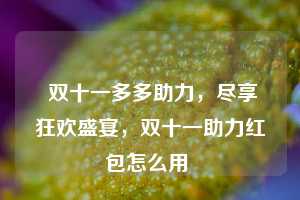  双十一多多助力，尽享狂欢盛宴，双十一助力红包怎么用 第1张