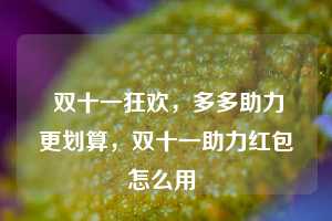  双十一狂欢，多多助力更划算，双十一助力红包怎么用 第1张